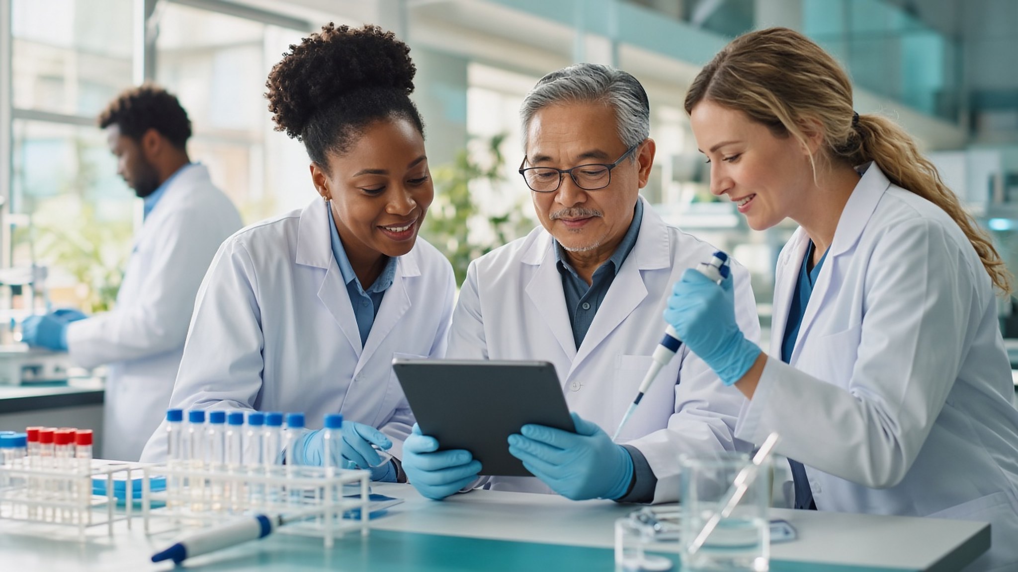 Clinical trial laboratory (AI-generated illustration)